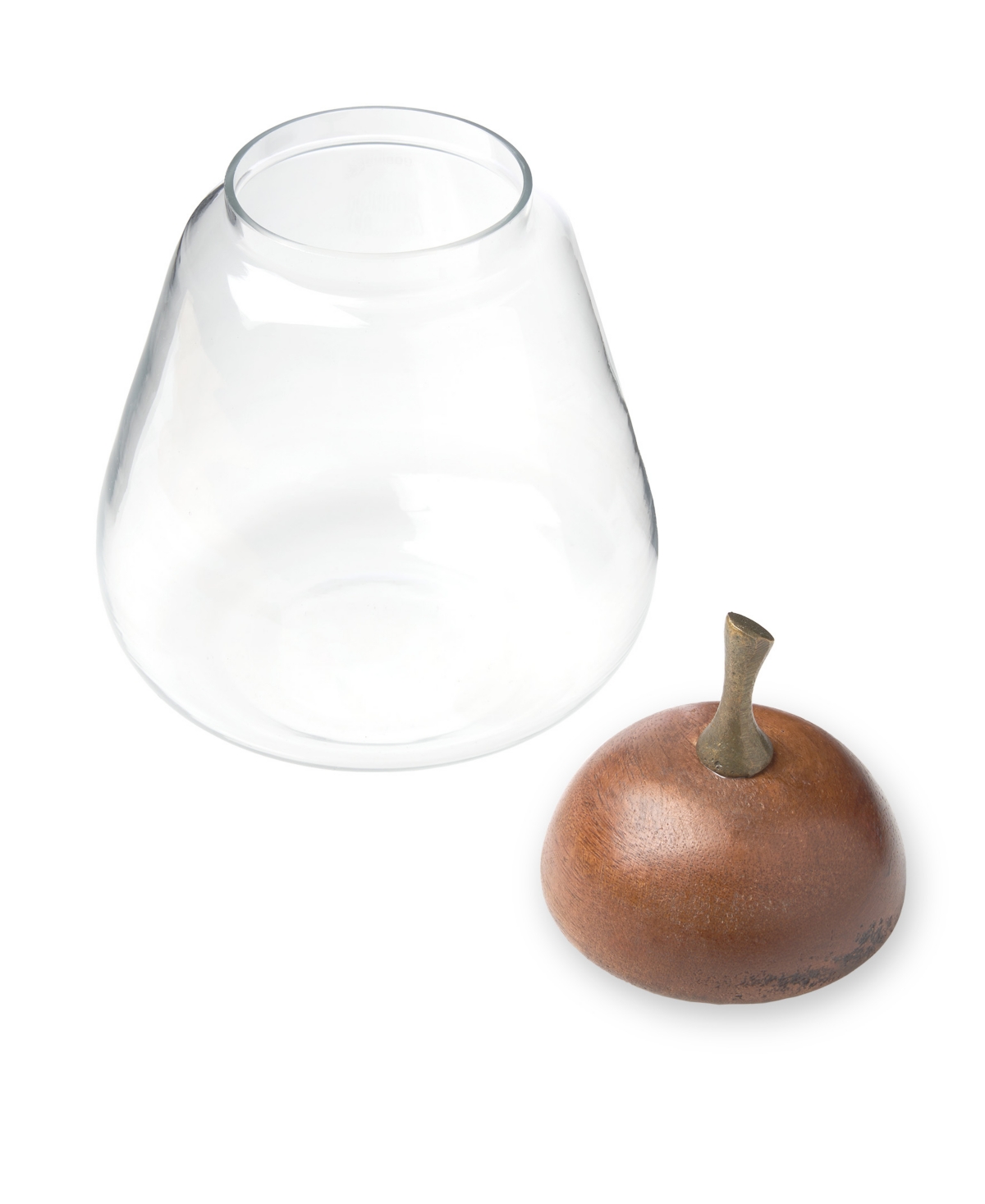 Godinger Pear Glass And Wood Storage Container In Clear