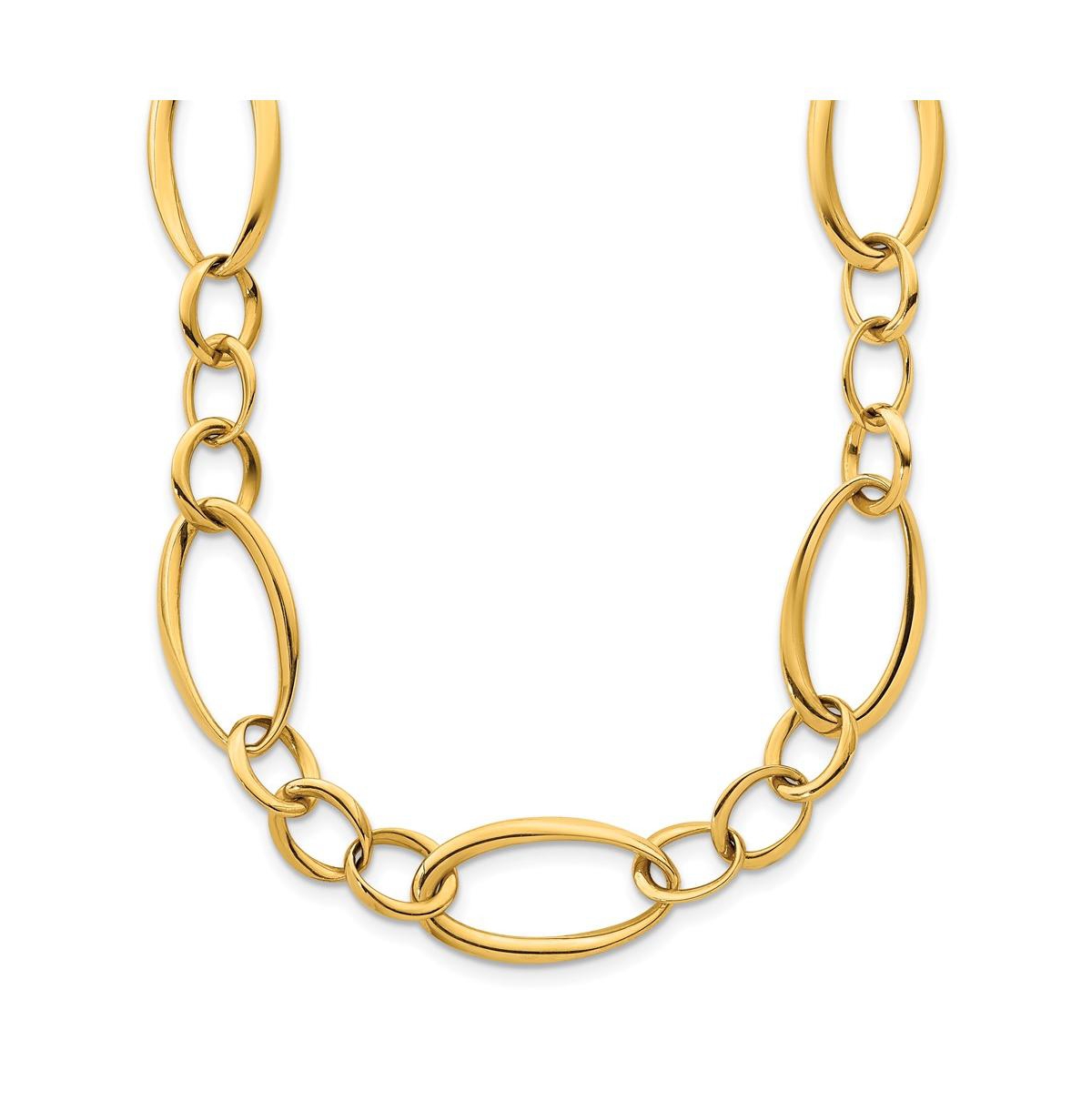 18k Yellow Gold Oval Link Toggle Necklace - Gold