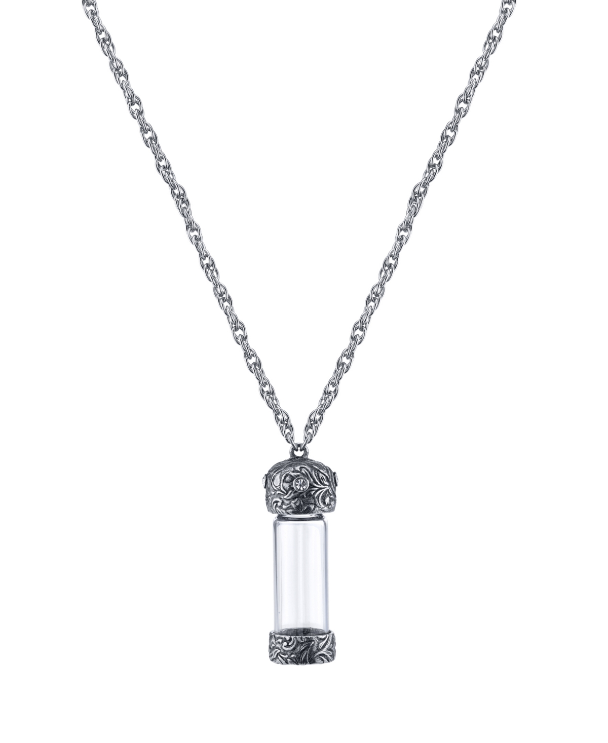 2028 Crystal Silver-tone Glass Vial Necklace In Gray