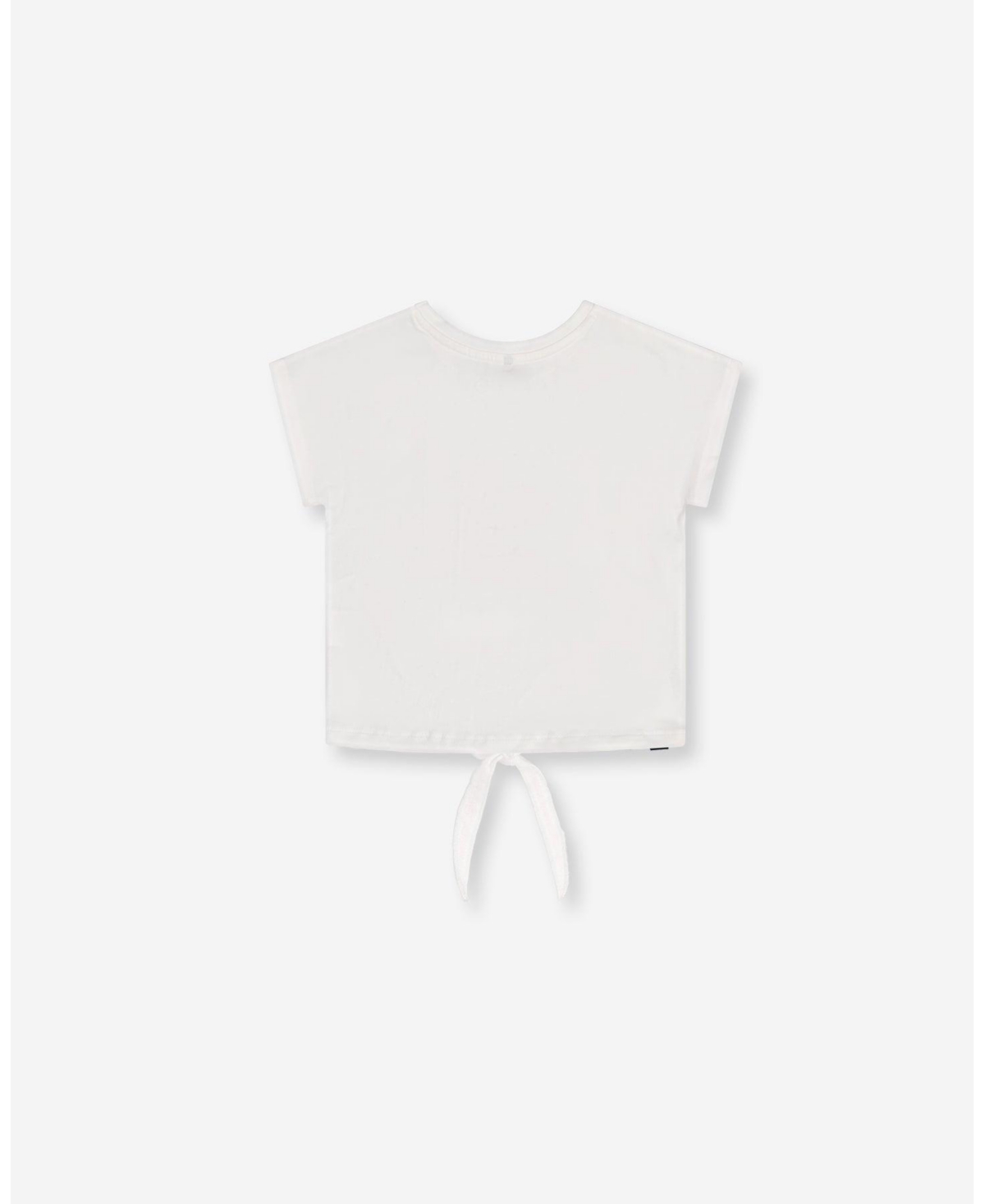 Girl Organic Cotton T-Shirt With Knot- Toddler Child - White