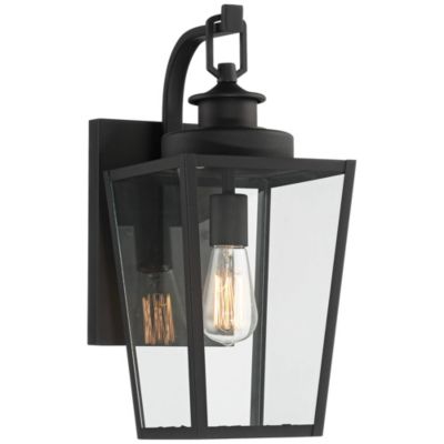 Ackerly Modern Outdoor Wall Light Fixture Textured Black 17 1/4" Clear Glass for Post Exterior Barn Deck House Porch Yard Patio