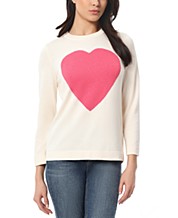 Hooded Heart Pointelle Knit Sweater