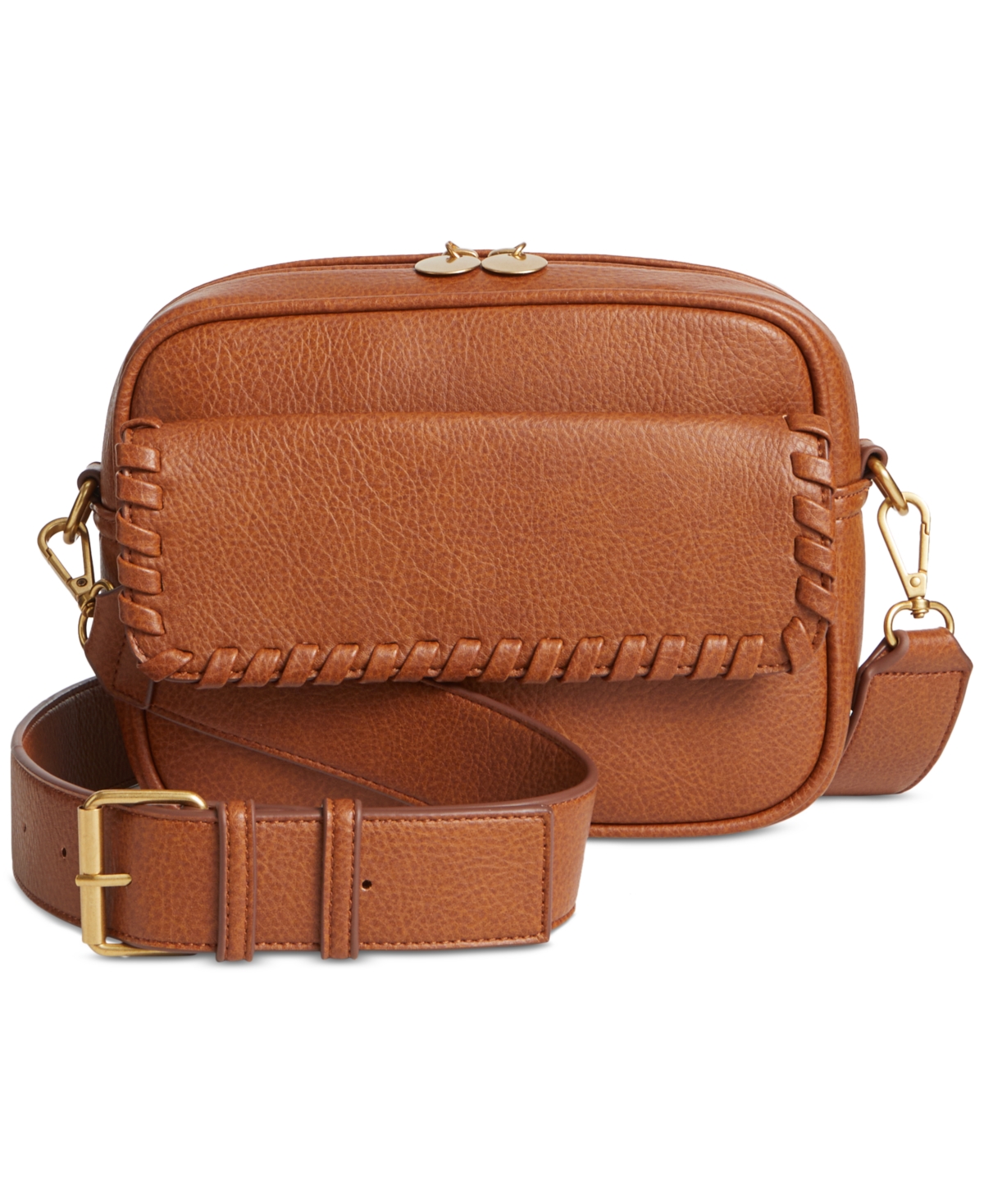 Shop Style & Co Whip-stitch Camera Crossbody, Created For Macy's In Tortoise Shell