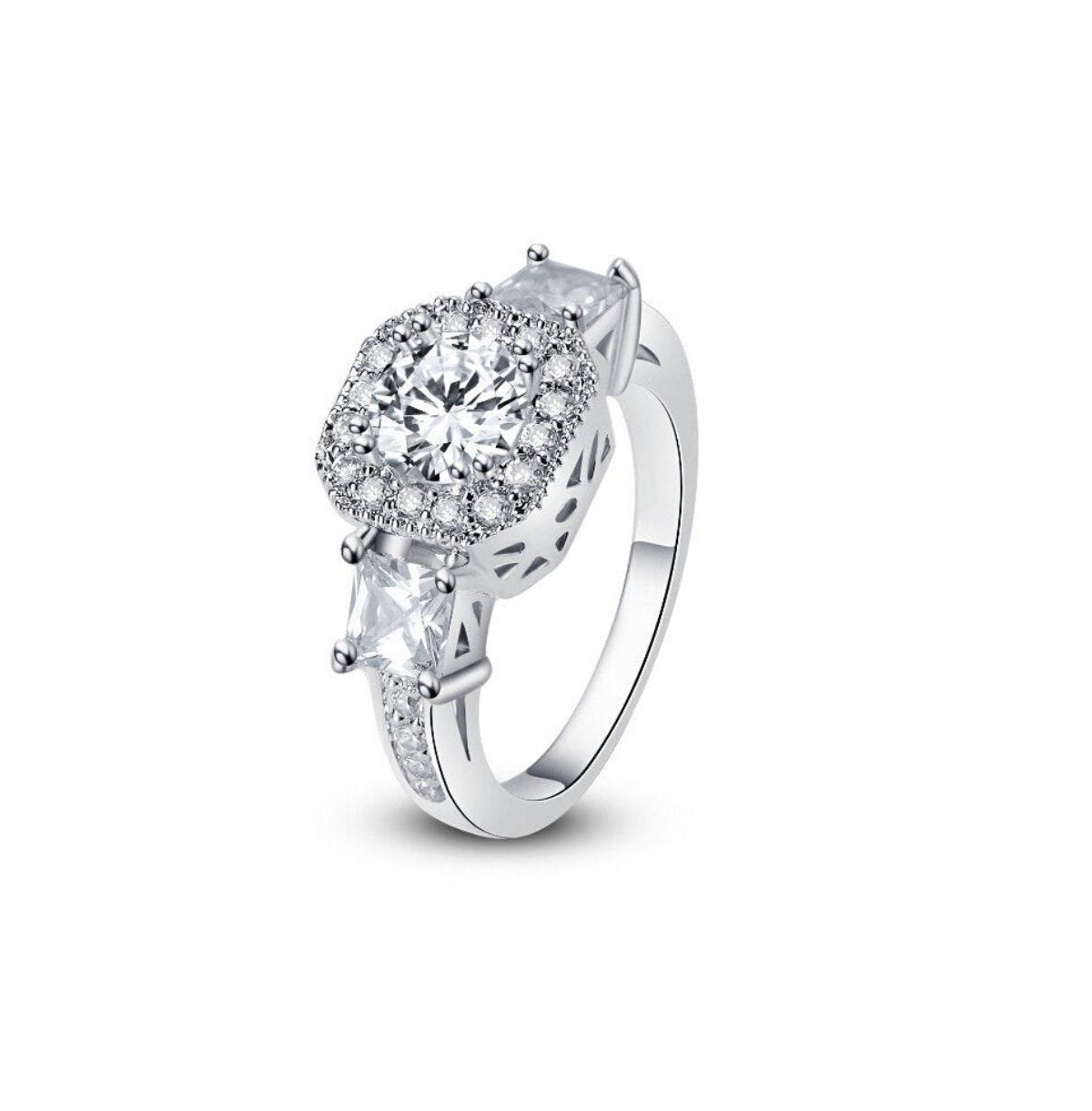 Cubic Zirconia Rings- "Exotic Crystal Ring" - Silver