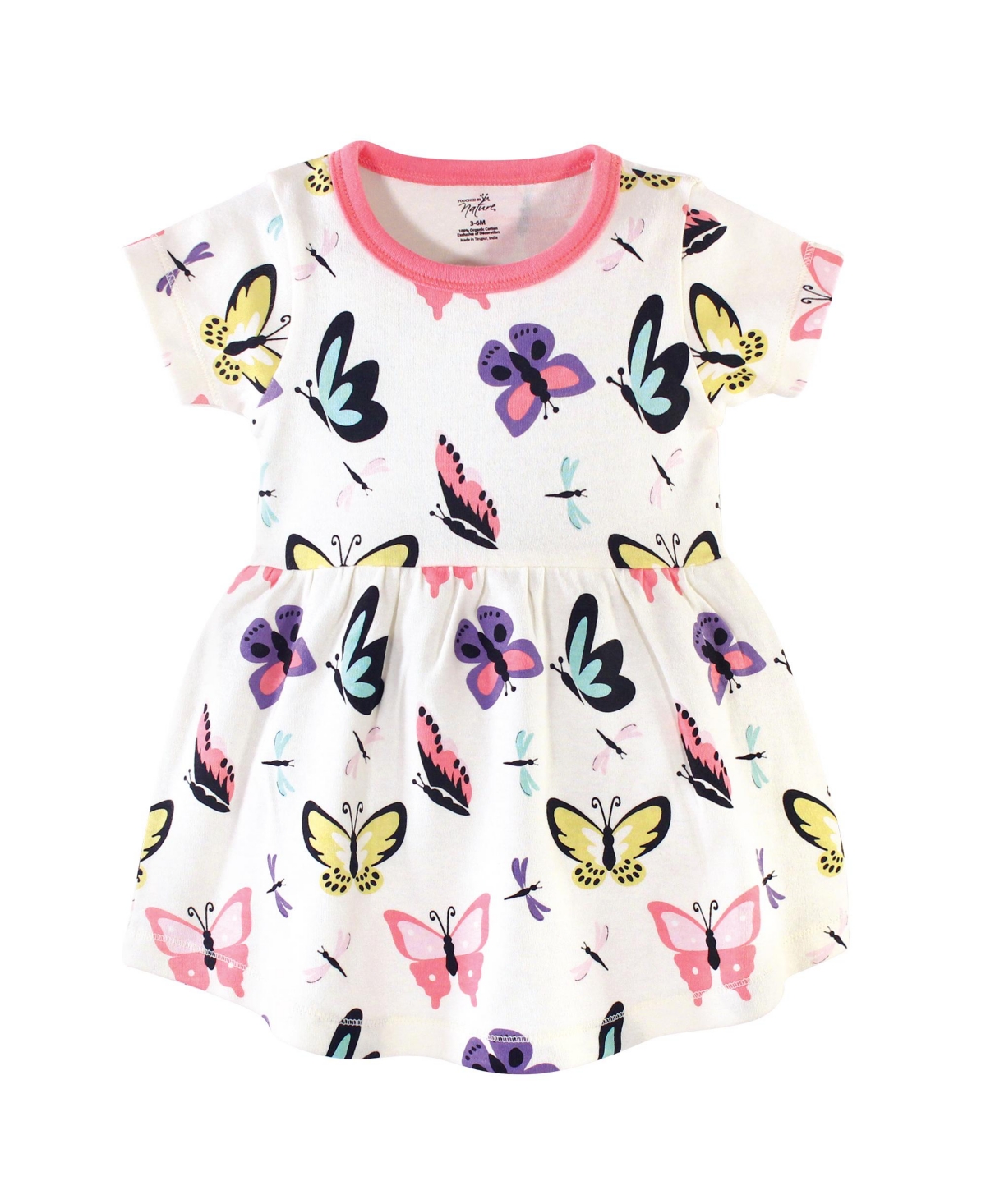 Touched by Nature Toddler Girls Organic Cotton Short-Sleeve Dresses 2pk, Butterflies and Dragonflies