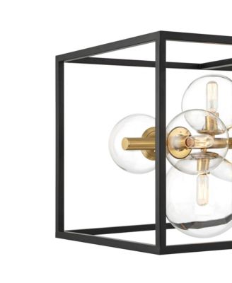 Fitzgerald Black Gold Linear Pendant Chandelier 38" Wide Modern Clear Glass 12-Light Fixture