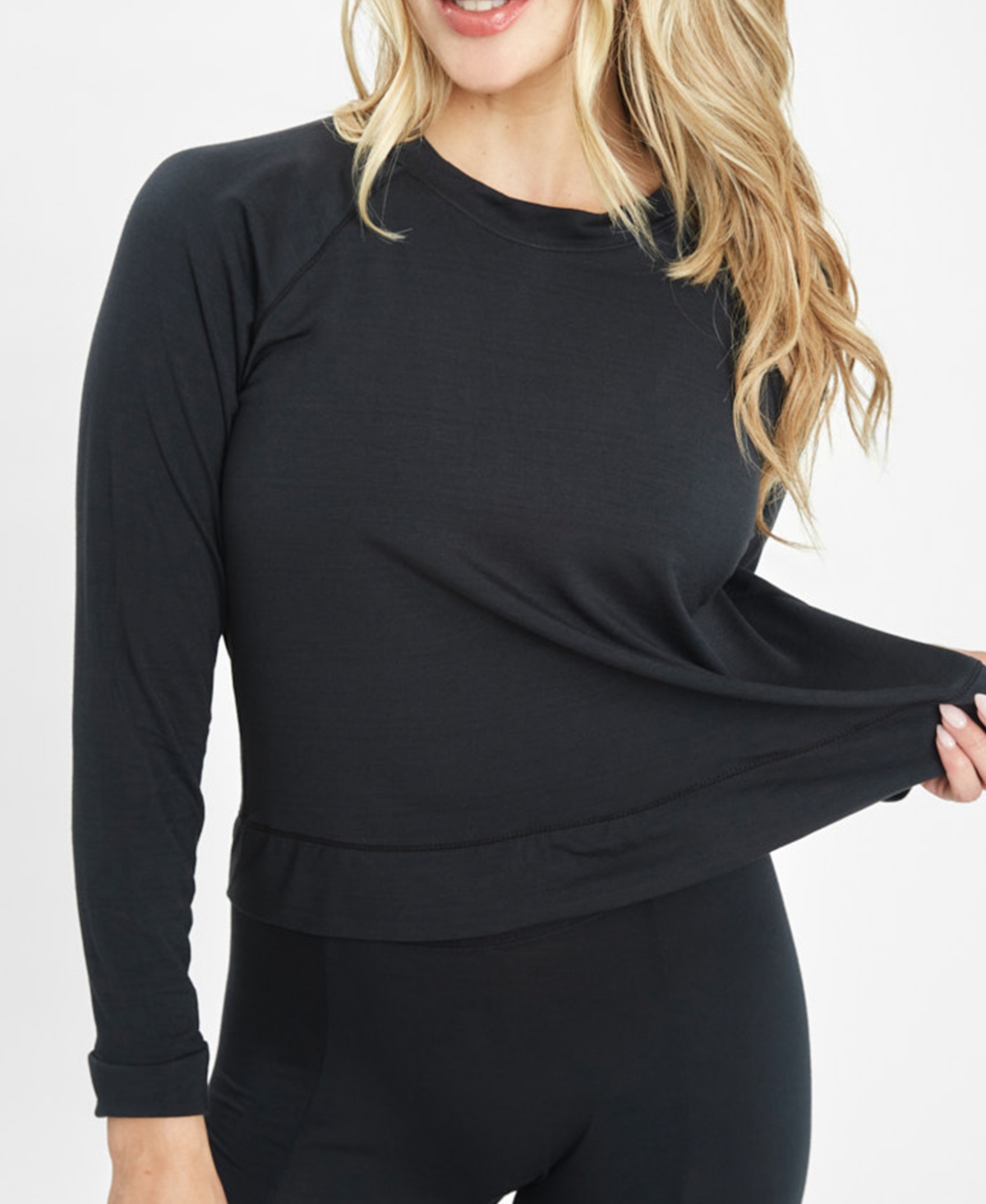 Lively Women's The All-day Crew Neck Long-sleeve Top In Jet Black