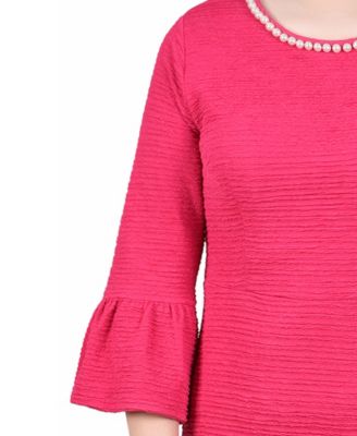 Women's 3/4 Length Imitation Pearl Detail Dress