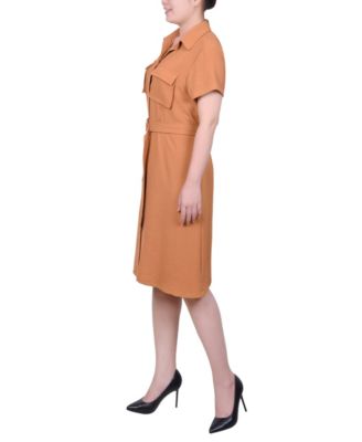Women's Short Sleeve Belted Shirtdress