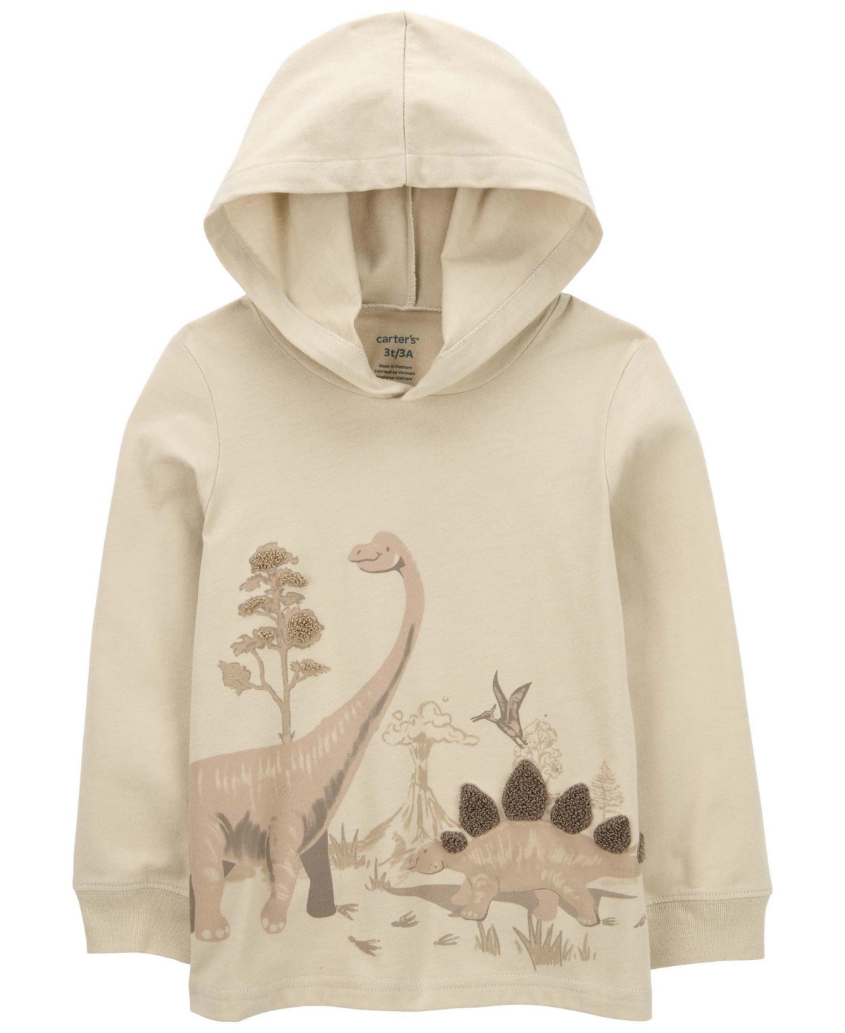 Carter's Babies' Toddler Boys Hooded Dinosaur T-shirt In Gray