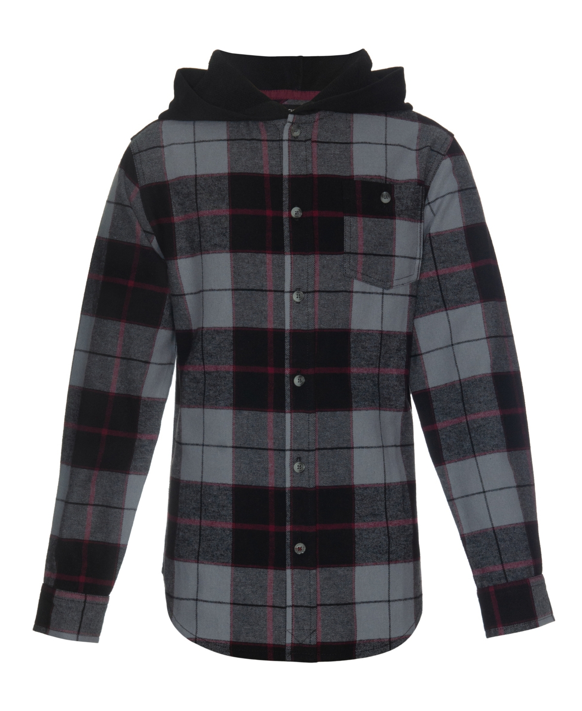 Univibe Kids' Big Boys Chester Hooded Brushed Flannel Button Front Shirt In Black