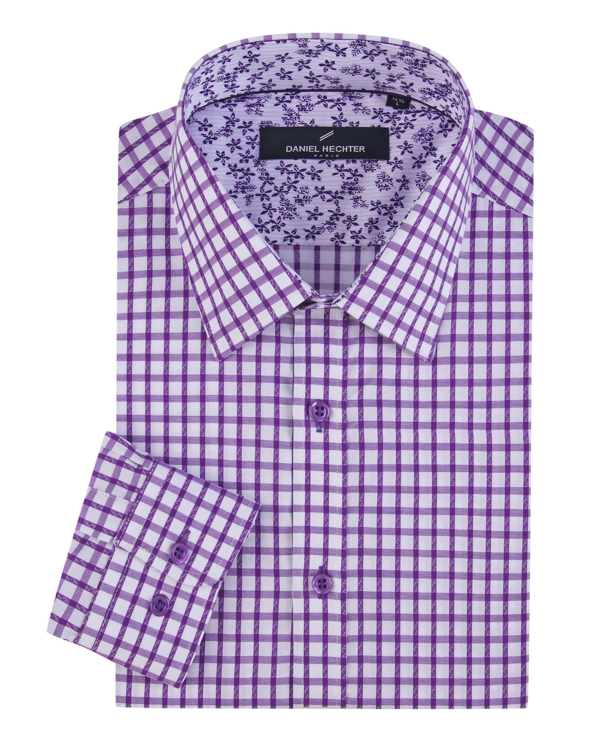 Men's Check Dress Shirt - Purple