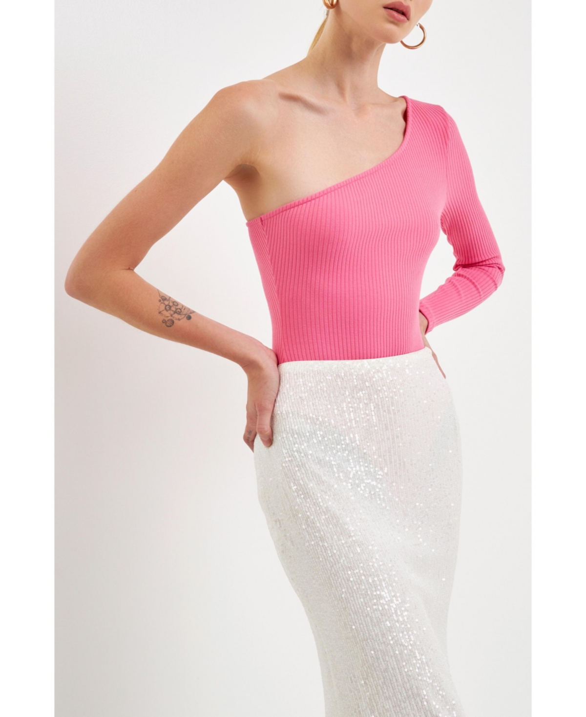 Shop Endless Rose Women's One Shoulder Bodysuit In Pink