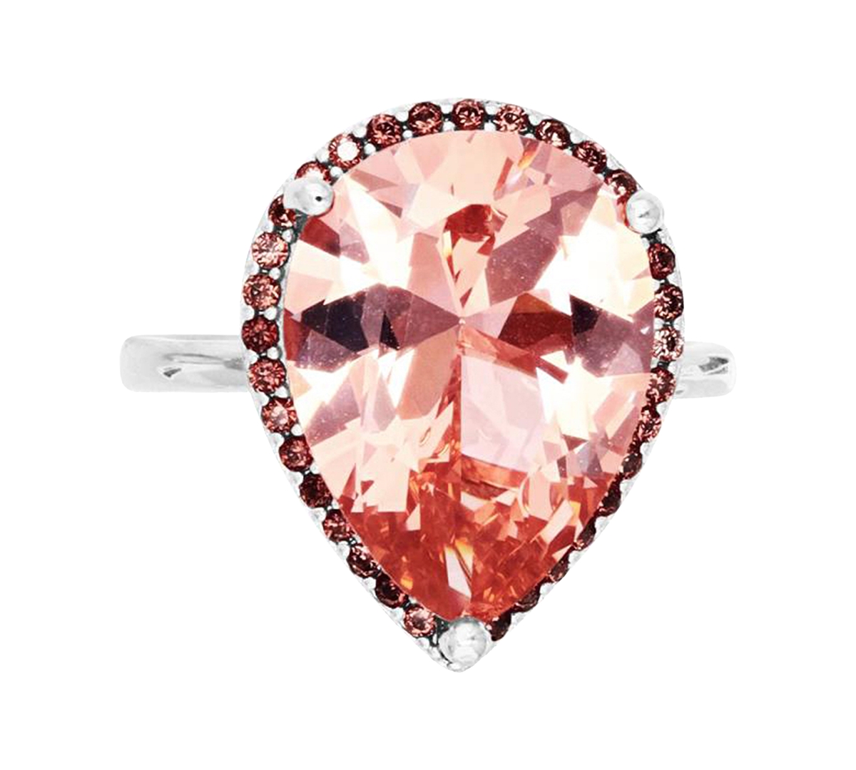 Shop Macy's Simulated Morganite Nano (11 Ct. T.w.) & Smoky Cubic Zirconia Statement Ring In Sterling Silver
