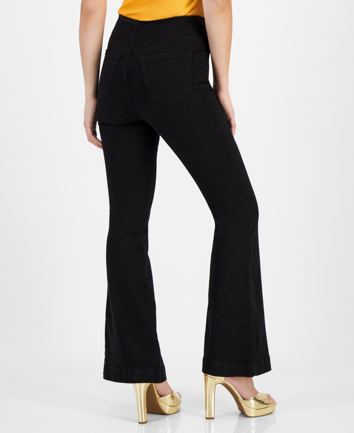 Inc International Concepts Women's High-rise Flared-leg Jeans, Created For Macy's In Deep Black