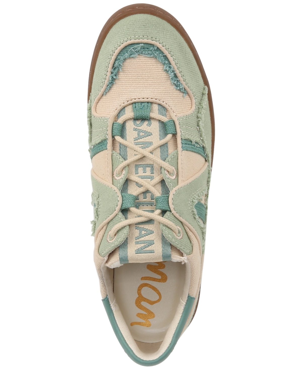 Shop Sam Edelman Women's Jayne Vintage Lace-up Jogger Sneakers In Washed Palm,linen,turquoise