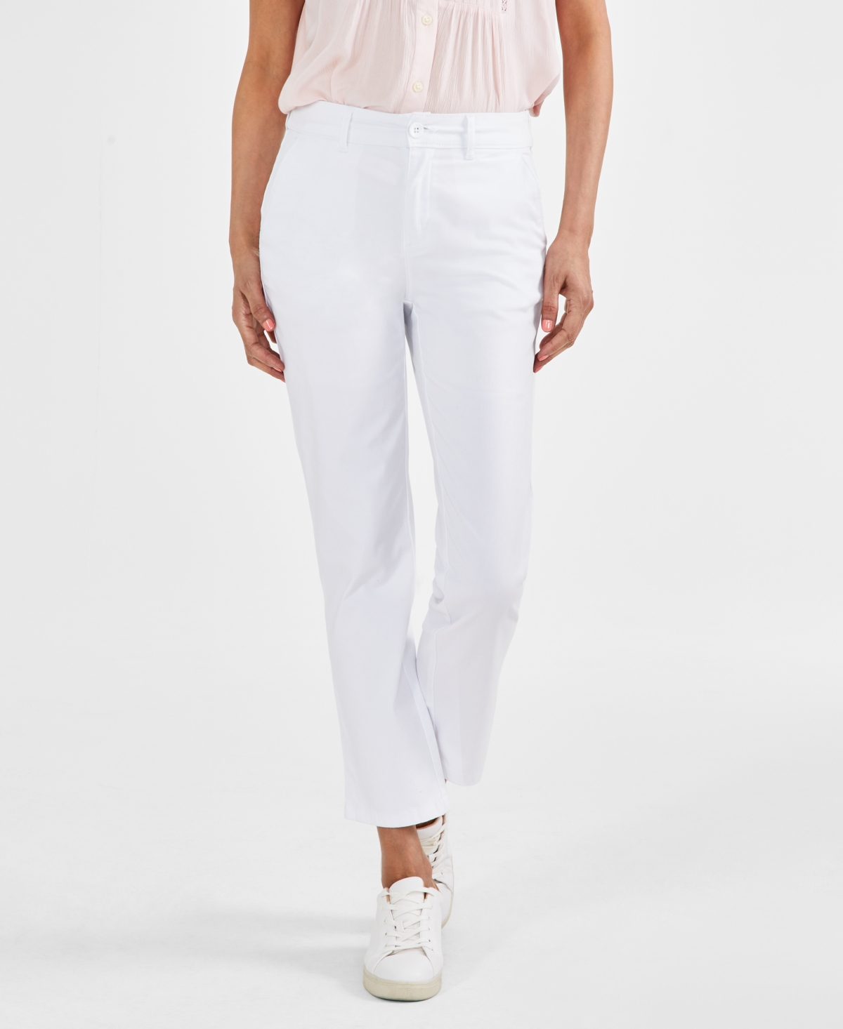 Shop Style & Co Women's Mid-rise Straight Leg Chino Pants, Created For Macy's In Bright White