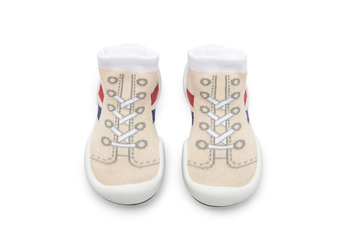 Детские Komuello Infant Girl Boy First Walk Sock Shoes Runner - Light Beige — фото 1