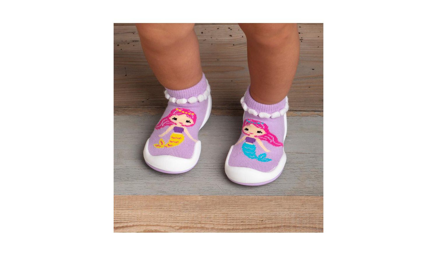 Baby Girls First Walk Sock Shoes Mermaid Sisters
