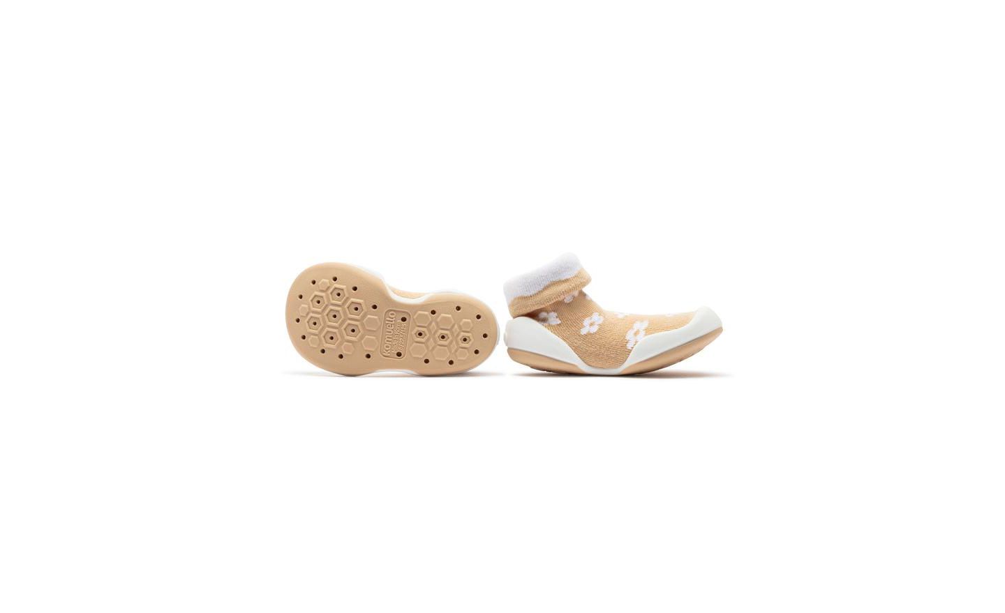 Обувь Komuello Breathable Washable Non-Slip Sock Shoes Daisies - Latte для девочек-малышей, цвет: Натуральный — фото 2