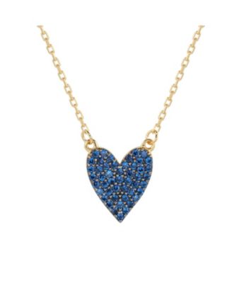 Suzy Levian Sterling Silver Cubic Zirconia Pave Solid Heart Necklace