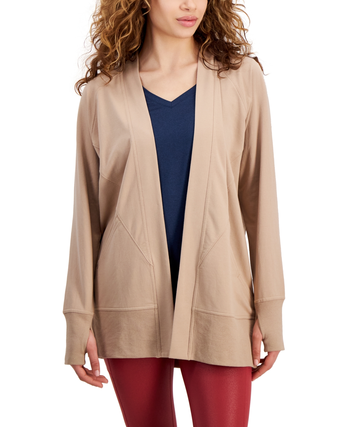 Shop Id Ideology Women's Comfort Flow Cardigan Sweater, Created For Macy's In Organic Sand