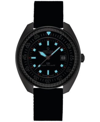 Men's Swiss Automatic DS PH1000M Powermatic 80 Black Synthetic Strap Watch 44mm