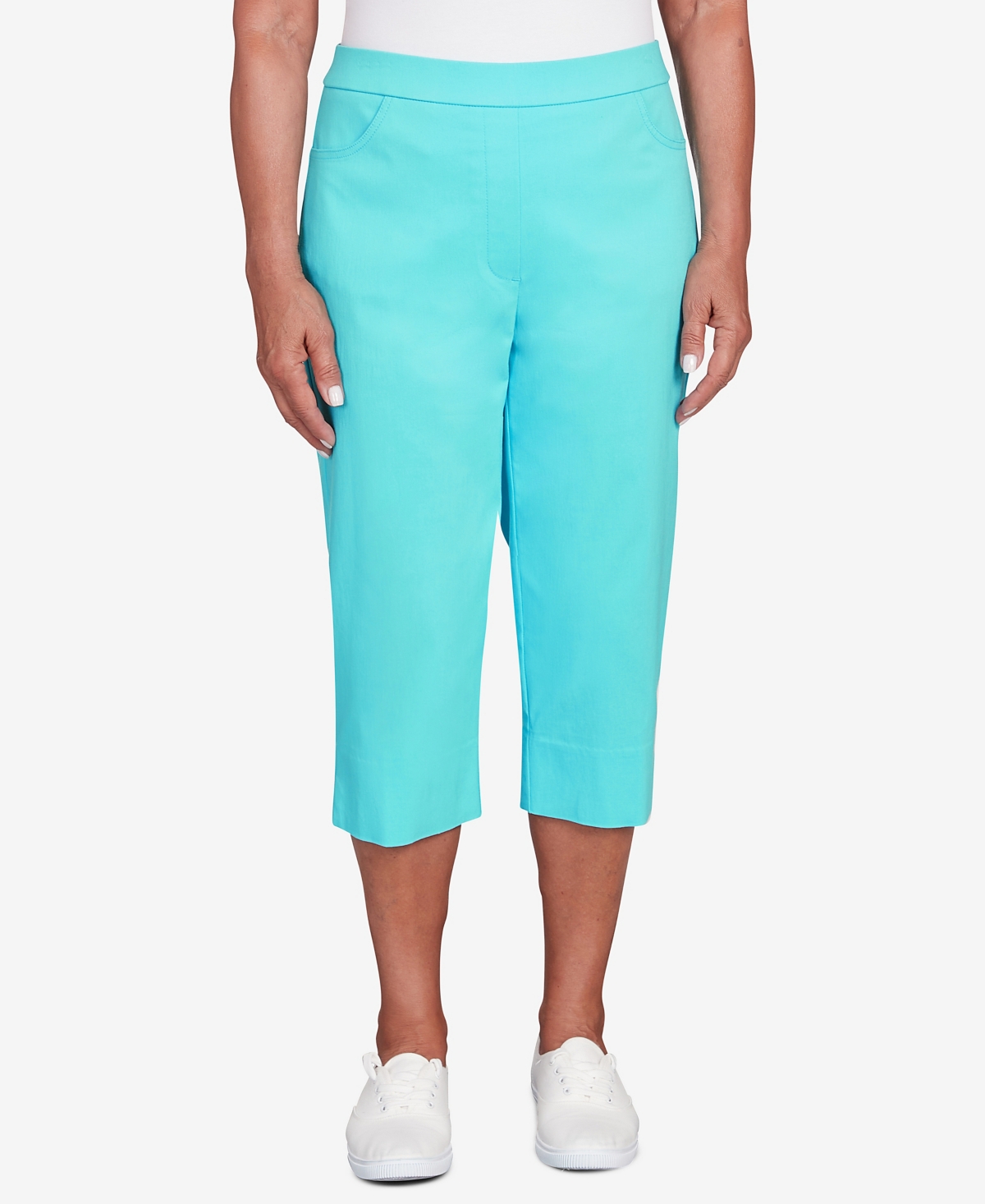 Shop Alfred Dunner Missy Women's Classics Allure Clam Digger Capri Pants In Turquoise