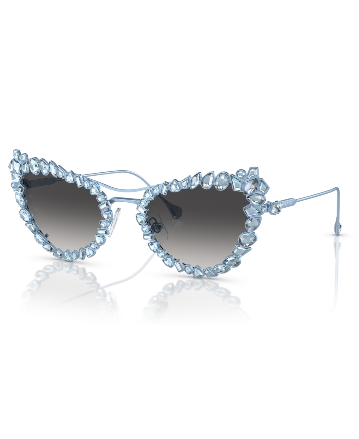 Women's Gradient Sunglasses with Crystals clip-on, SK7011 - Matte Light Blue