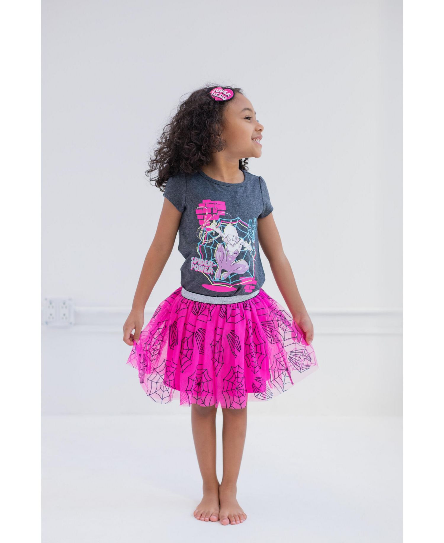 Toddler Girls (2T-16) Graphic T-Shirt Tulle Skirt and Headband 3 Piece Outfit Set