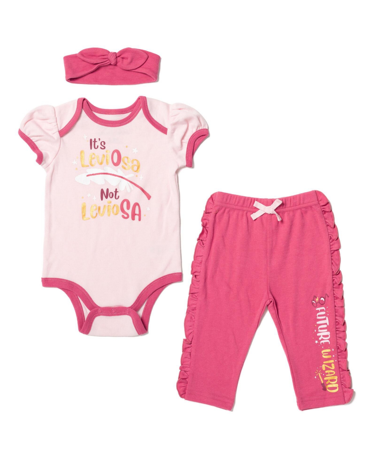 Harry Potter Raven claw Slytherin Gryffindor Hufflepuff Baby Girls Bodysuit Pants and Headband Set Infant