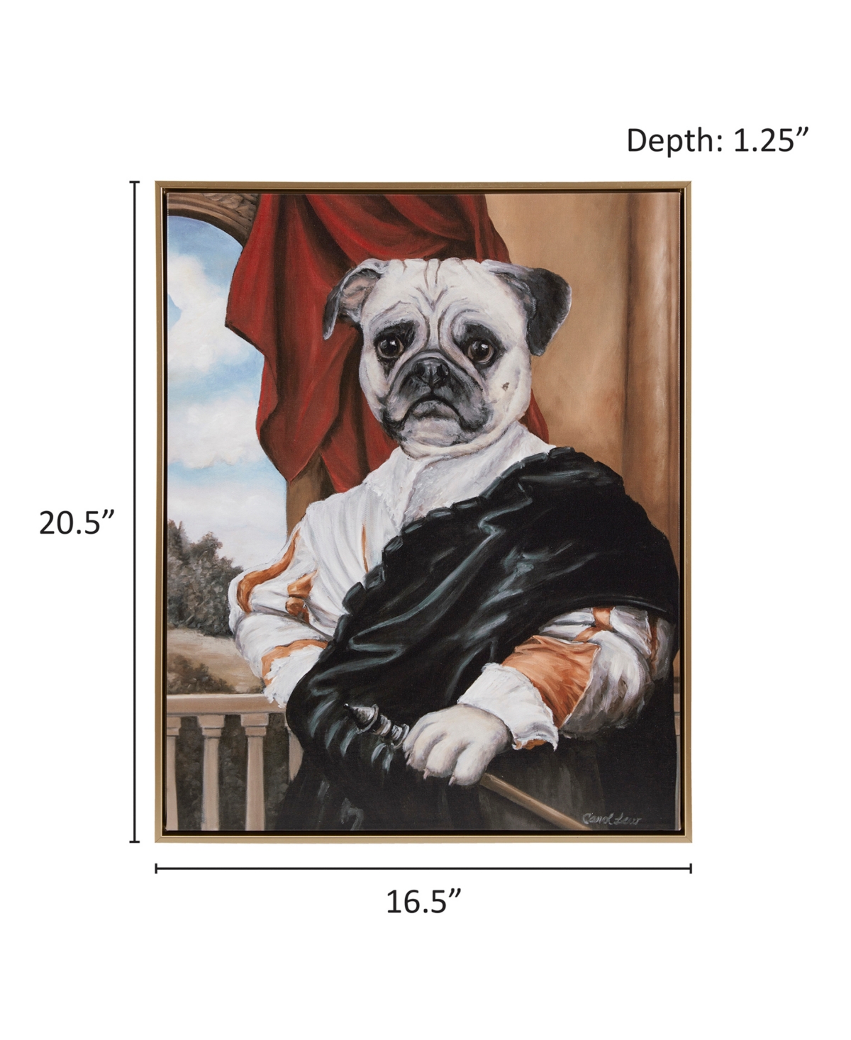 Madison Park Pet Portrait Captain's Guard Pug Framed Canvas Wall Art In Open Misce