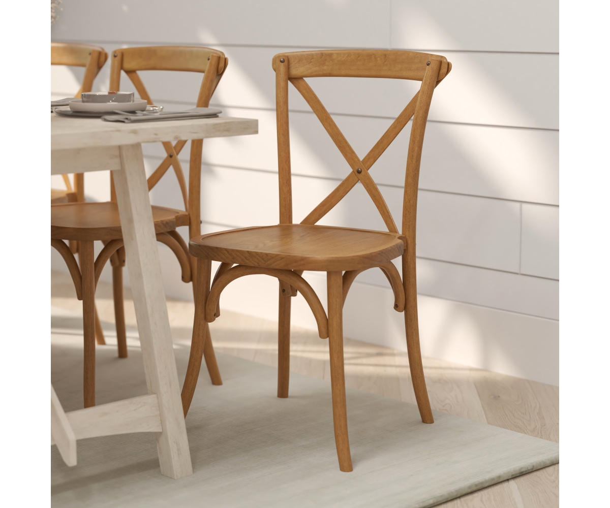Bardstown X-Back Bistro Style Wooden High Back Dining Chair - Light brown