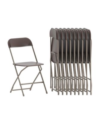 Set Of 10 Stackable Folding Plastic Chairs - 650 Lb Weight Capacity