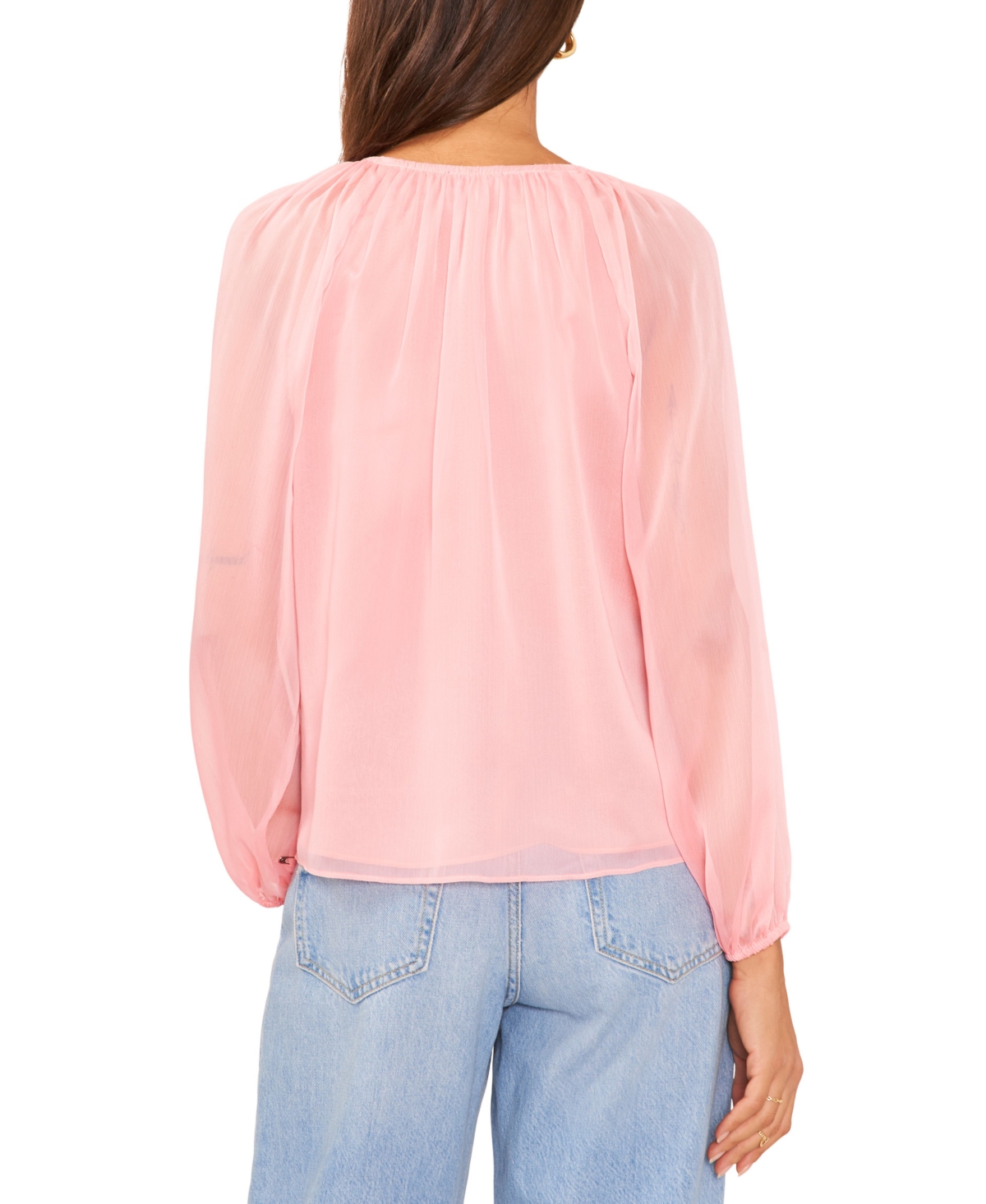Shop 1.state Women's Long-sleeve Peasant Blouse In Rose Gauze