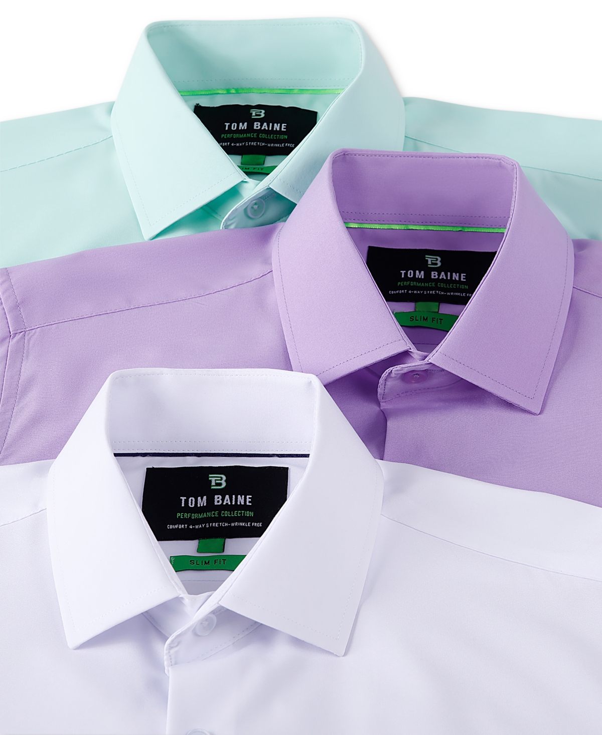 Shop Tom Baine Men's Slim Fit Short Sleeve Performance Button Down Dress Shirt In Mint