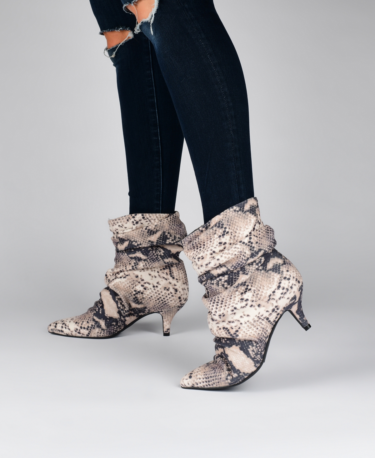 Journee Collection Women's Jo Slouchy Kitten Heel Dress Booties