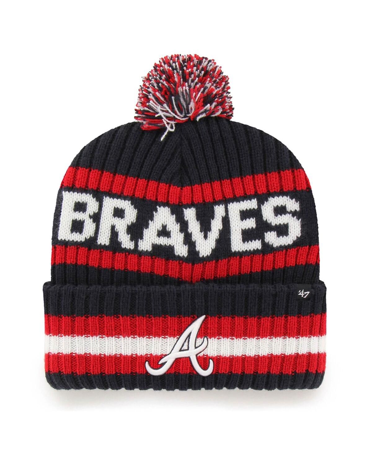 Мужская темно-синяя вязаная шапка Atlanta Braves Bering с манжетами и помпоном