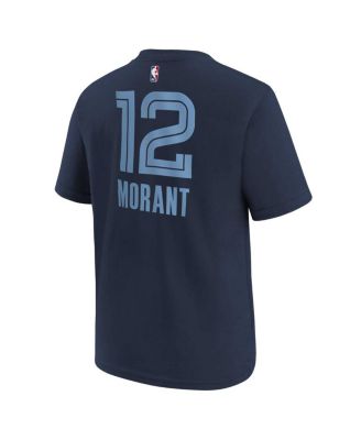 Big Boys Ja Morant Navy Memphis Grizzlies Icon Name and Number T-shirt