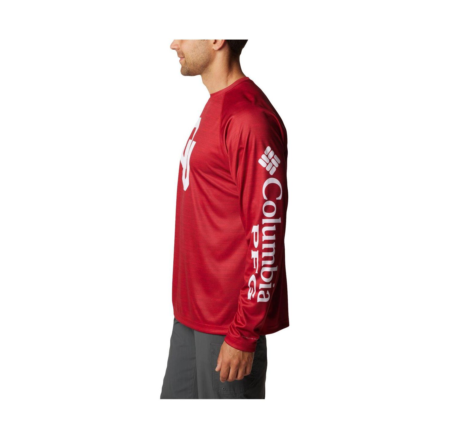 Men's Crimson Oklahoma Sooners PFG Terminal Tackle Omni-Shade Raglan Long Sleeve T-shirt