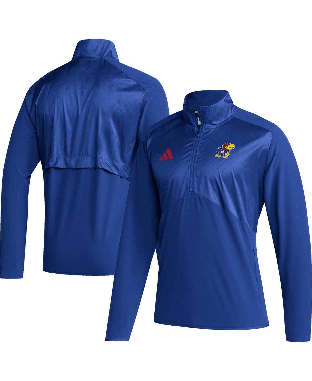 Adidas Originals Men's Adidas Royal Kansas Jayhawks Sideline Aeroready Raglan Sleeve Quarter-zip Jacket