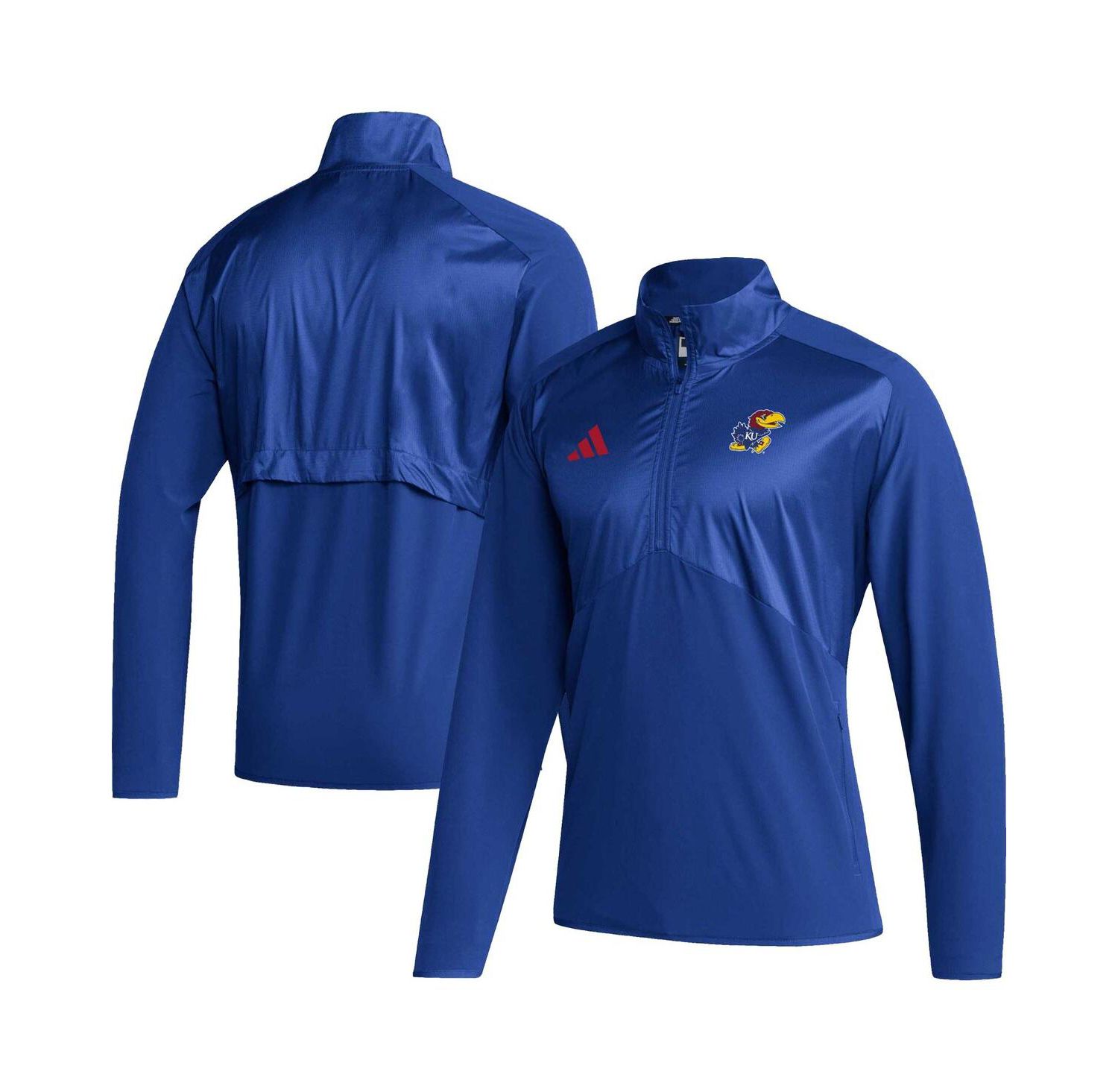 Men's Royal Kansas Jayhawks Sideline AEROREADY Raglan Sleeve Quarter-Zip Jacket