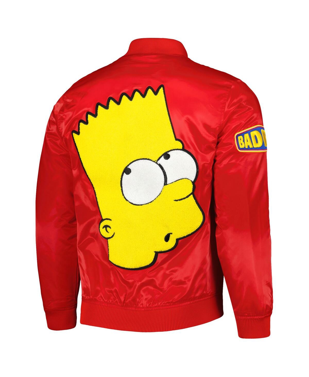 Shop Freeze Max Men's  Red The Simpsons Bart Simpson Satin Full-snap Jacket