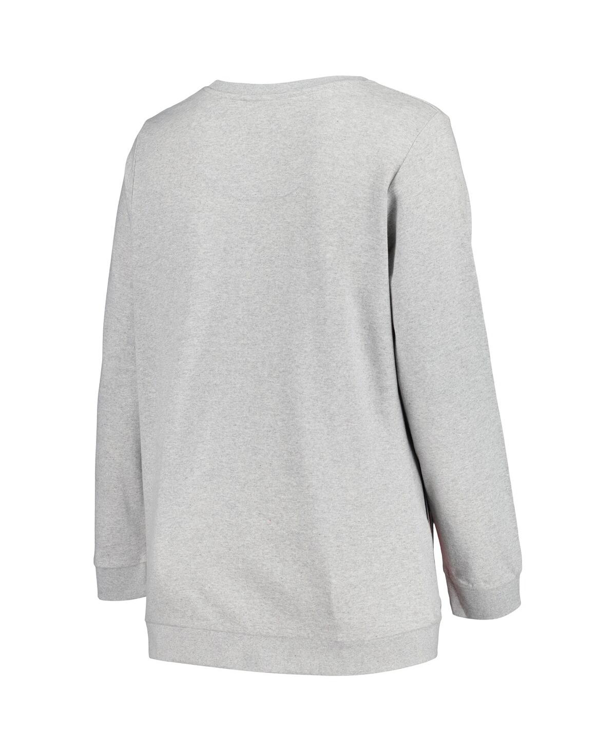 Shop Profile Women's  Heather Gray Georgia Bulldogs Plus Size Side Stripe Fleece Pullover Sweatshirt