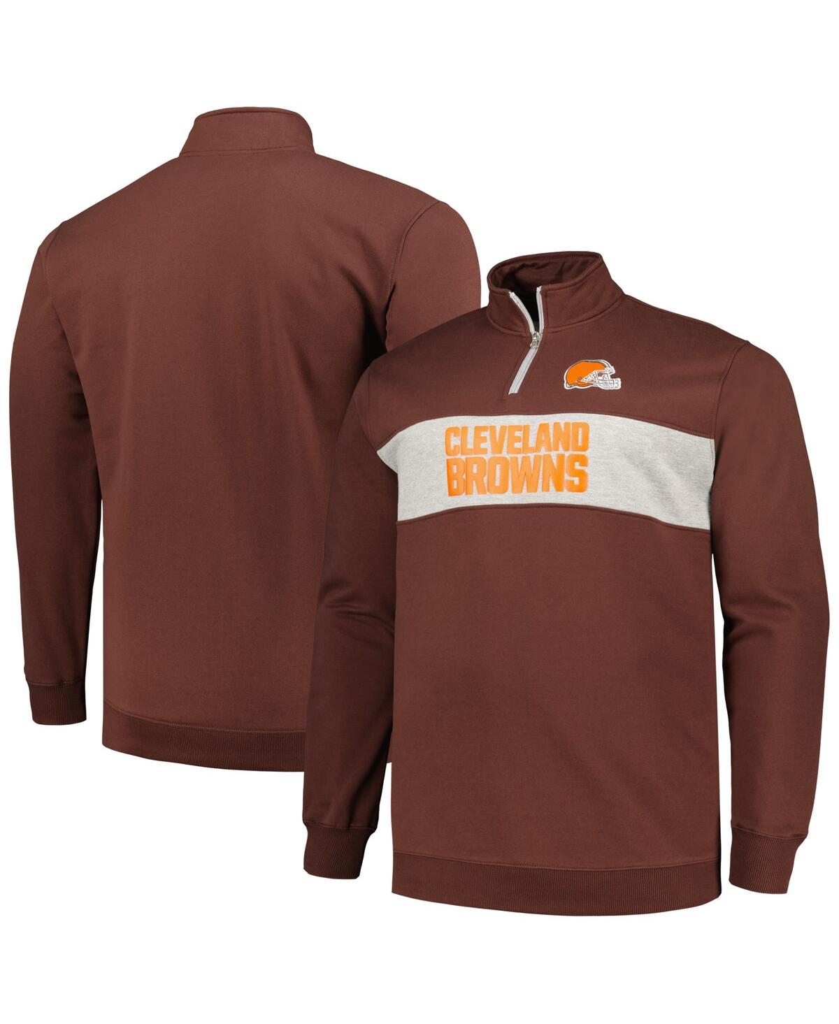 Shop Profile Men's  Brown Cleveland Browns Big And Tall Fleece Quarter-zip Jacket