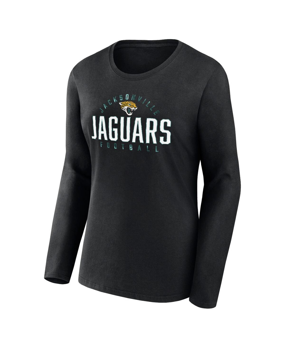 Shop Fanatics Women's  Black Jacksonville Jaguars Plus Size Foiled Play Long Sleeve T-shirt