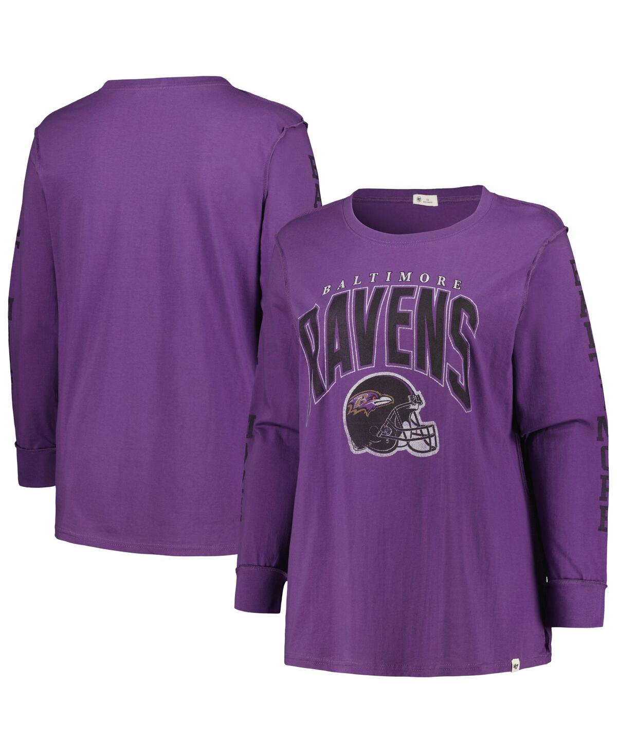 47 Brand Women's ' Purple Baltimore Ravens Plus Size Honey Cat Soa Long Sleeve T-shirt