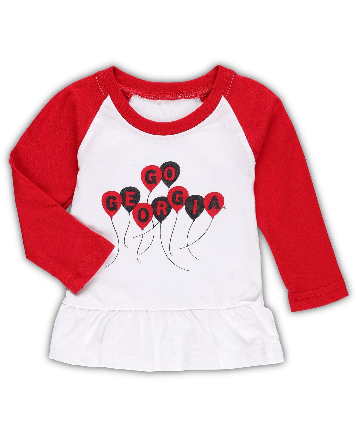Shop Wes & Willy Girls Infant  Red, White Georgia Bulldogs Balloon Raglan 3/4-sleeve T-shirt And Leggings  In Red,white