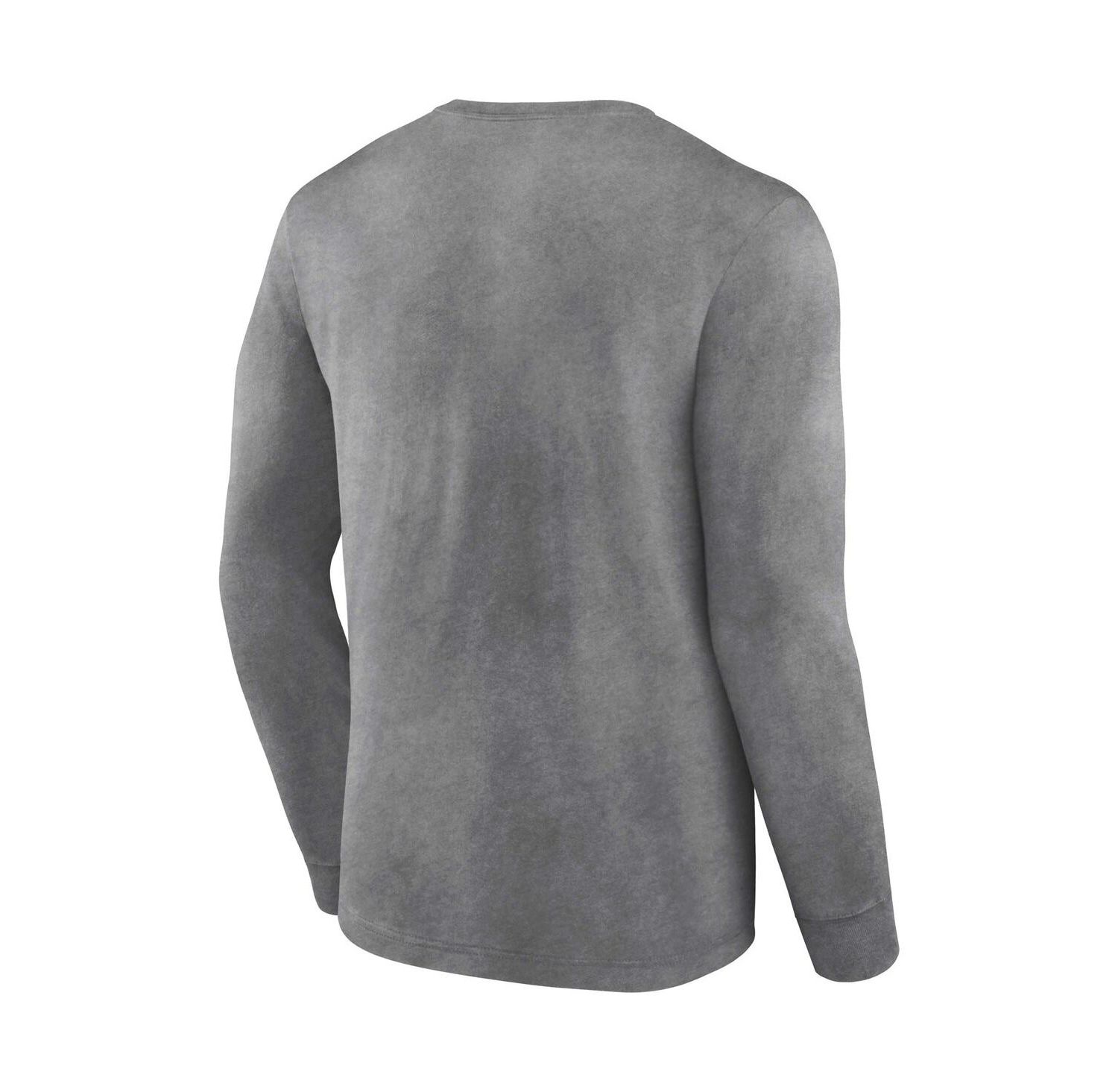 Men's Heather Charcoal Distressed New Orleans Saints Washed Primary Long Sleeve T-shirt
