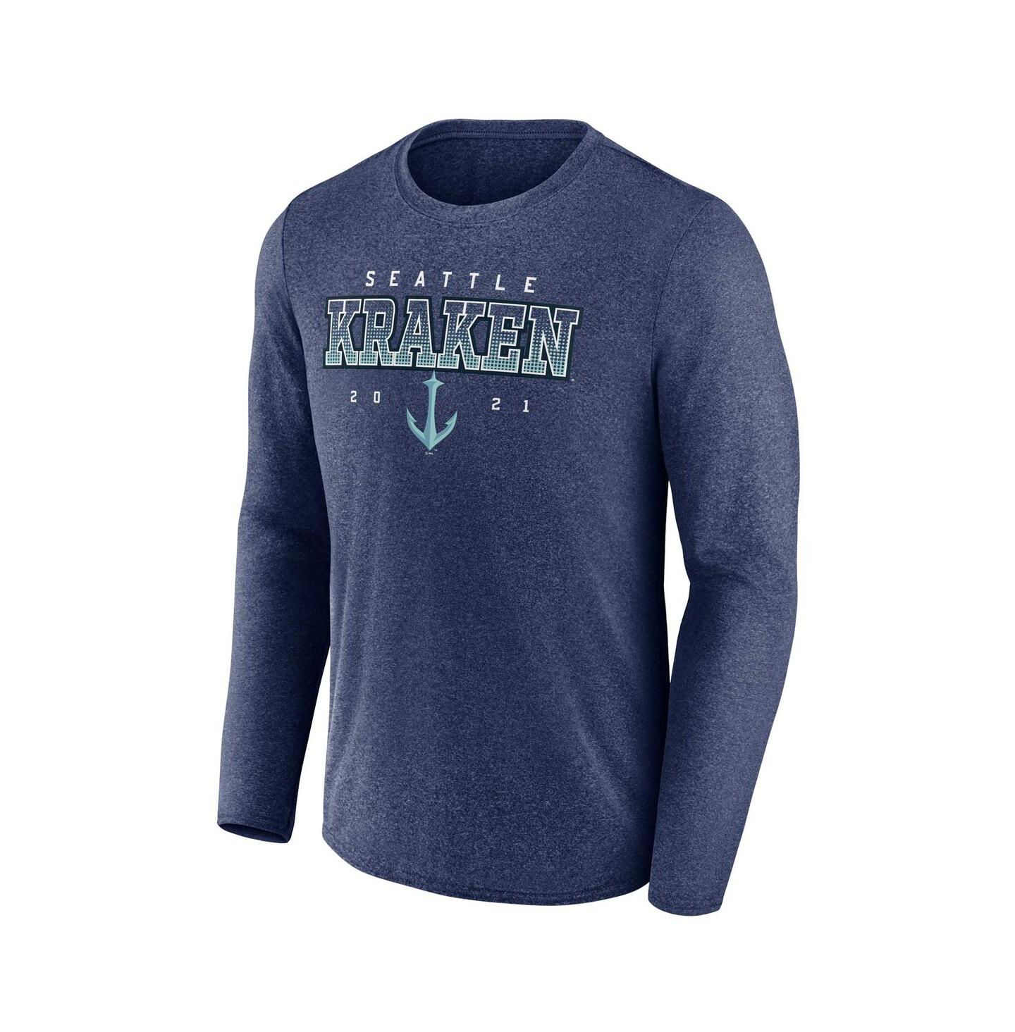 Мужская футболка Fanatics Heather Deep Sea Blue Seattle Kraken Long Sleeve — фото 3
